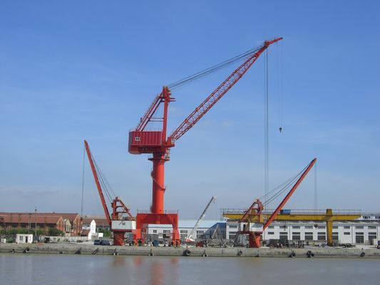 Tipo di collegamento della gru a cavalletto del braccio girevole del bacino della gru a portale del porto 30ton della cabina quattro